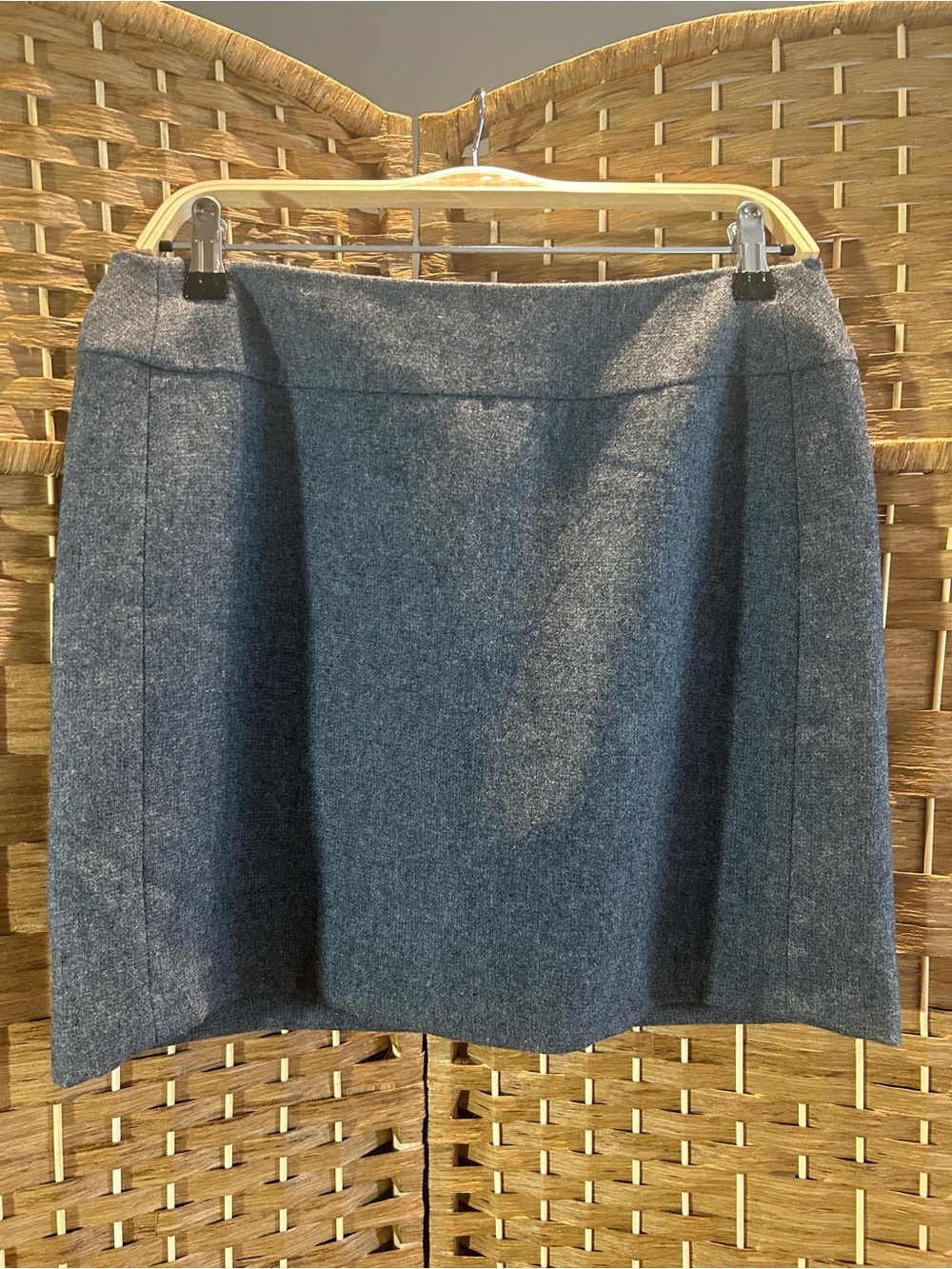 Gray Wool Mini Skirt High Waist Tailored Pencil Minimalist Classic Size 6